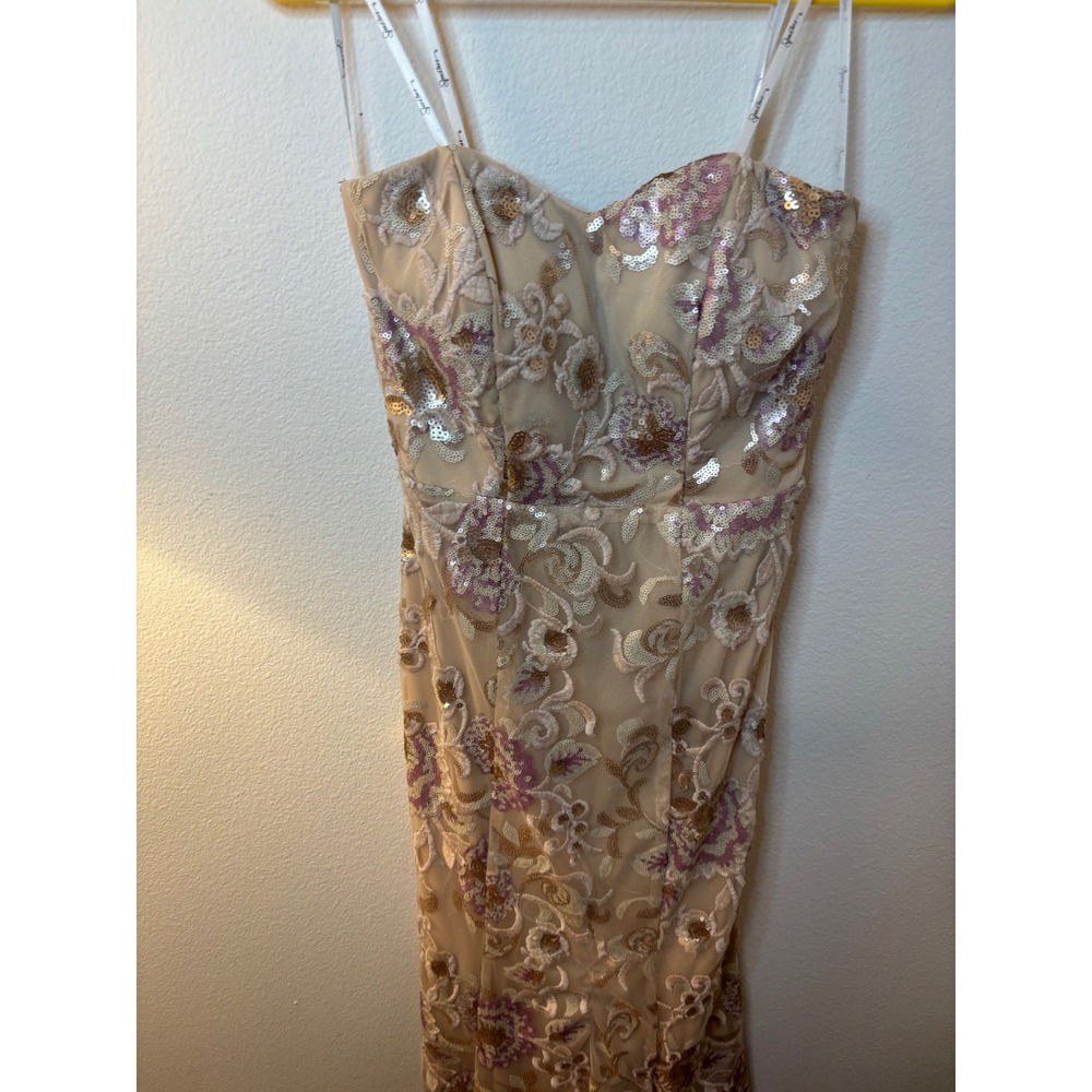 Speechless Sequin Floral Embroidery Prom Gown Nude Lavender Gold Size 3